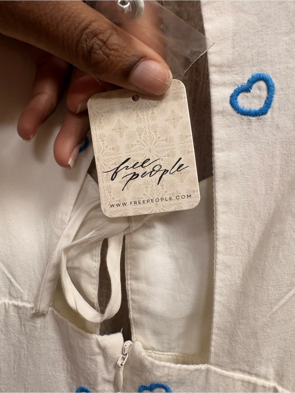 Free People Cream Maxi Dress with Blue Heart Print - Picture 6 of 7